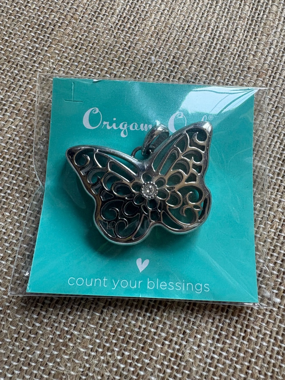 Origami Owl Silver Butterfly Sentiments Pendant Locket